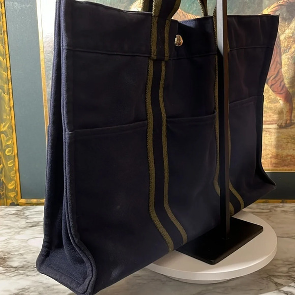 HERMES Fourre Tout MM Tote Bag Canvas Authentic Vintage. - Picture 4 of 12